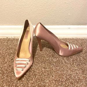 Pink and White pointed toed heels